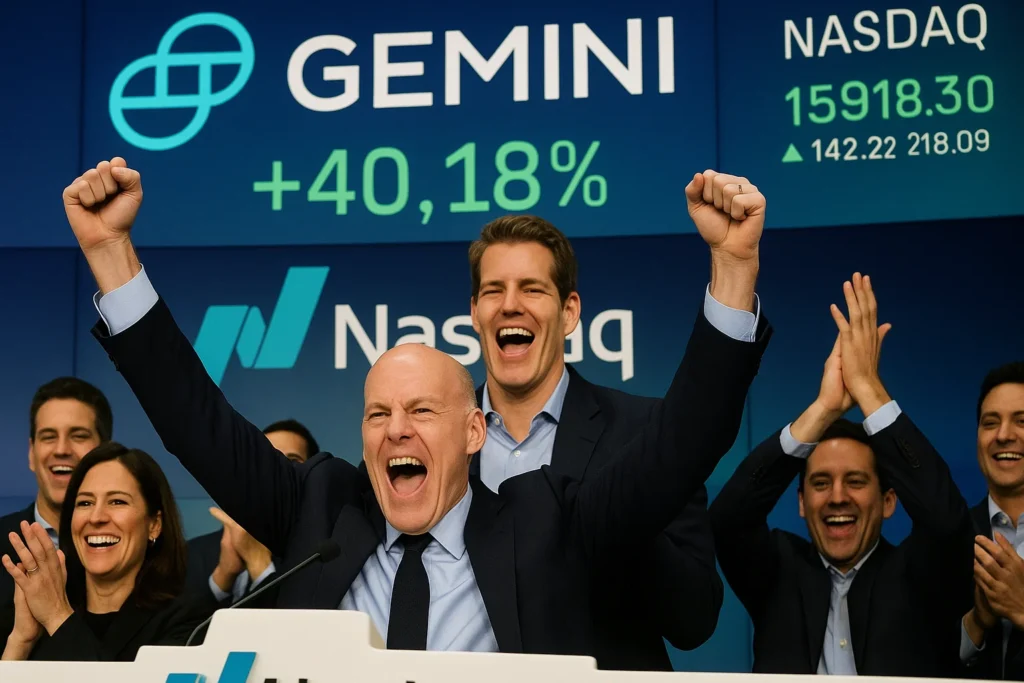 Gemini Stock Soars 40% in Nasdaq Debut | Winklevoss IPO